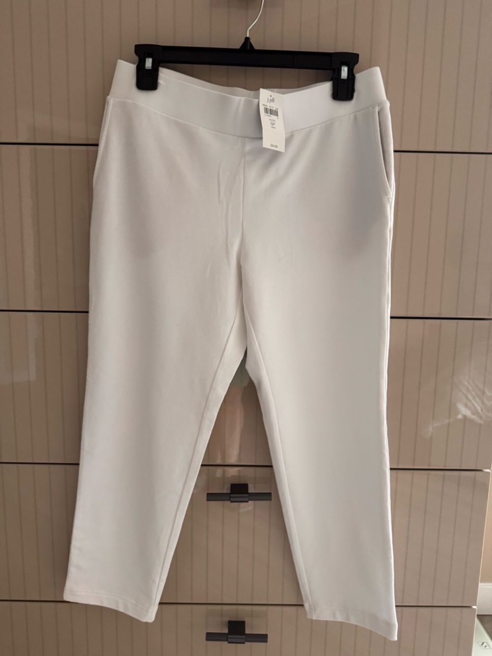 J.Jill White French Terry Stretch Pull-On Crop Pants